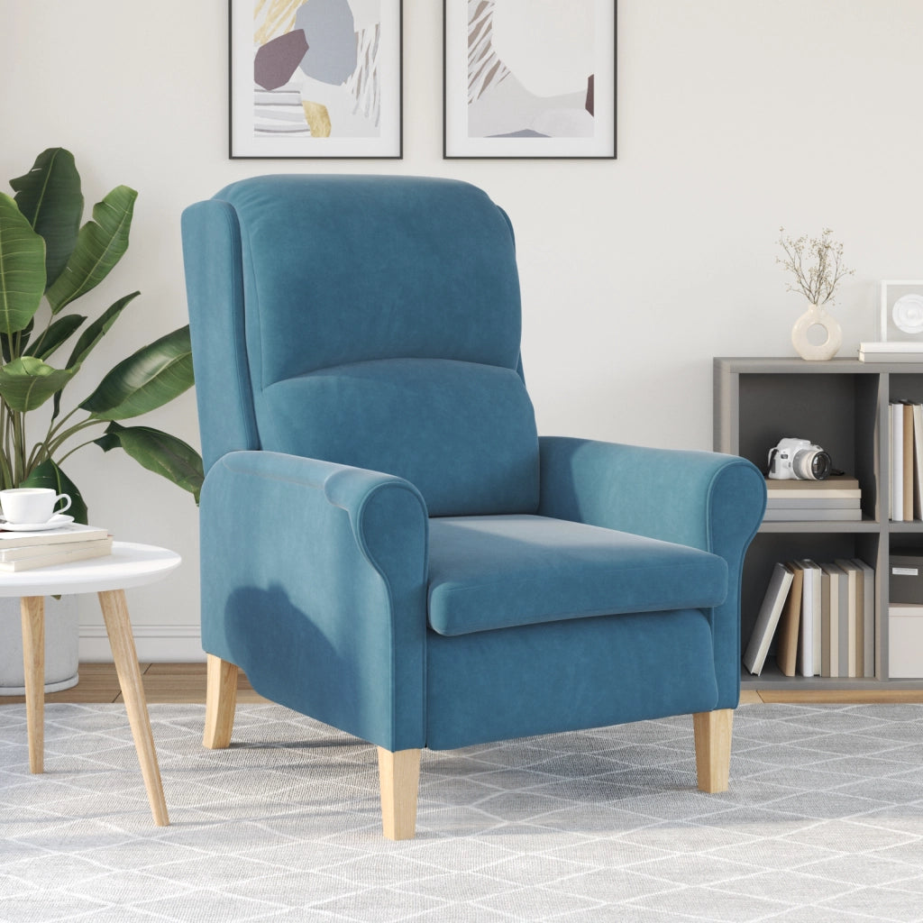 Poltrona Blu Blu Tessuto, Legno Standard Ergonomica