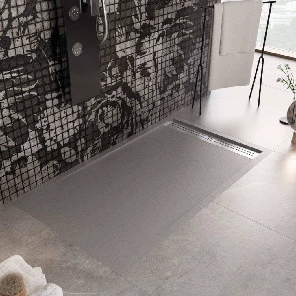 Piatto doccia in marmoresina grigio chiaro effetto pietra cemento relax, misura 80x140