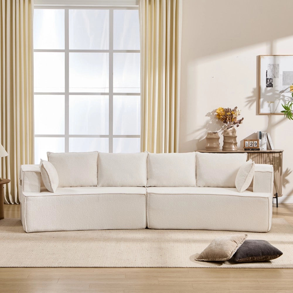 Divano 2 posti ¨C Minimal ¨C Bianco in velluto imbottito