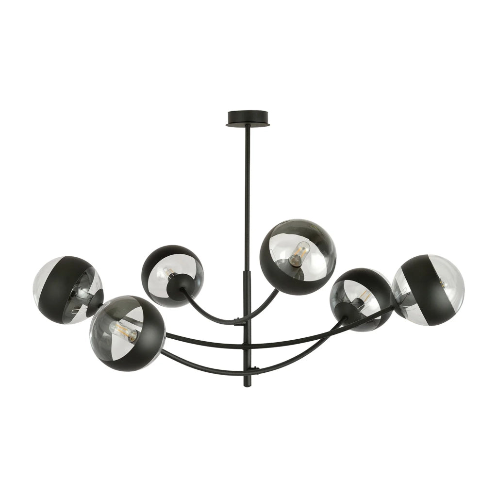 Plafoniera Contemporaneo Oceano Acciaio Nero 6 Luci E14 Ip20