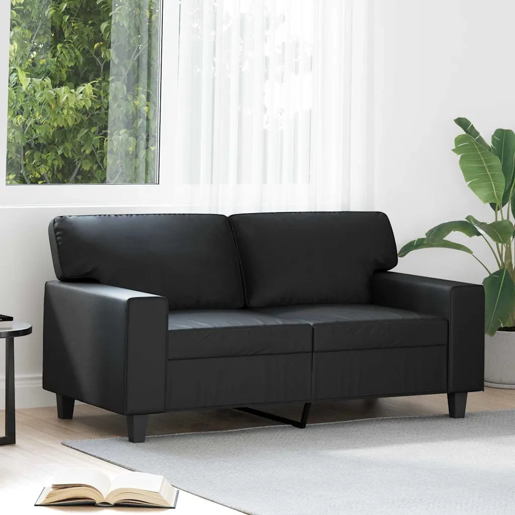 Divano a 2 Posti Nero 120 cm in Similpelle 359412