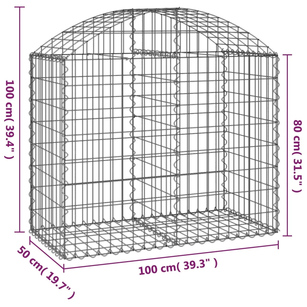 Cesto Gabbione ad Arco 100x50x80/100 cm Ferro Zincato 153434