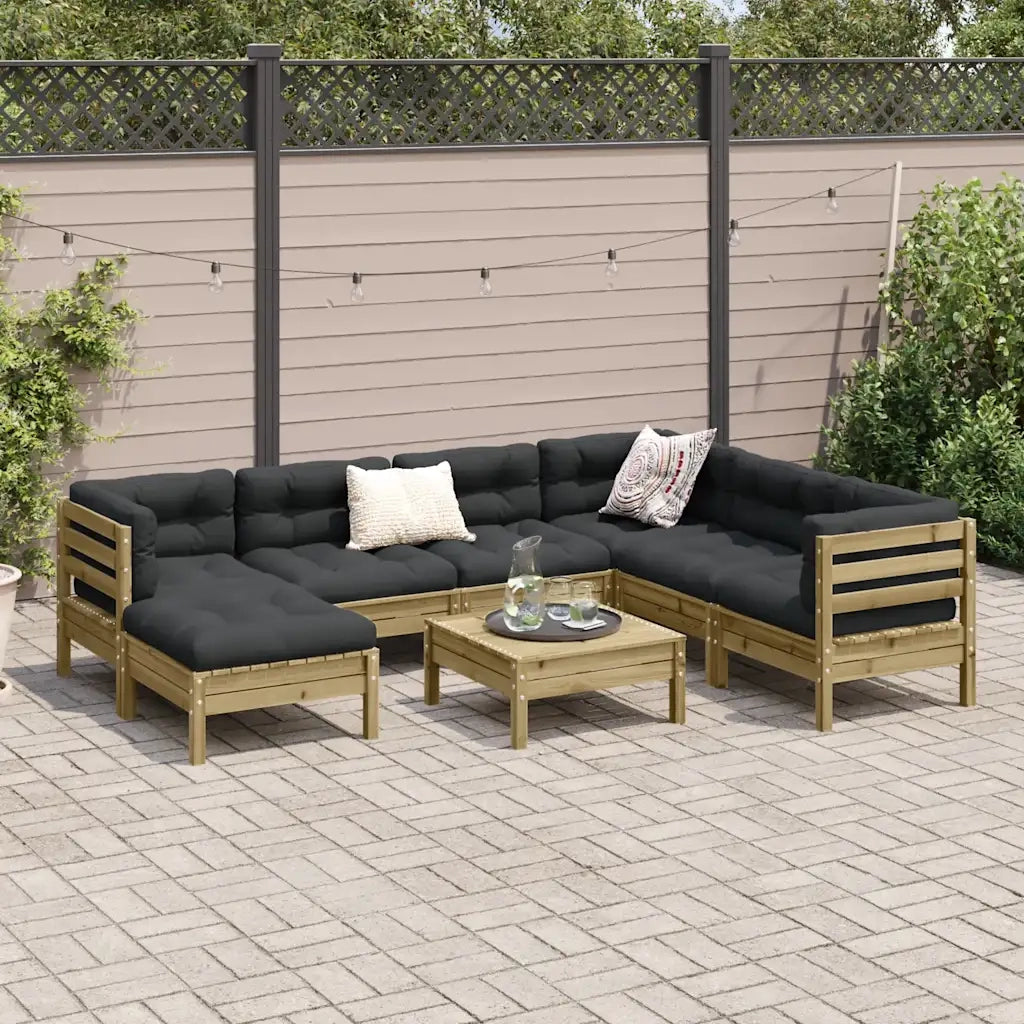 Set Divani da Giardino 8pz con Cuscini Legno Impregnato di Pino 3299562