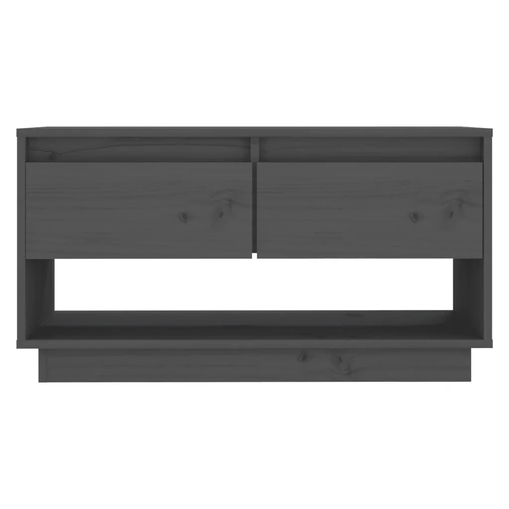 Mobile Porta TV Grigio 74x34x40 cm in Legno Massello di Pino