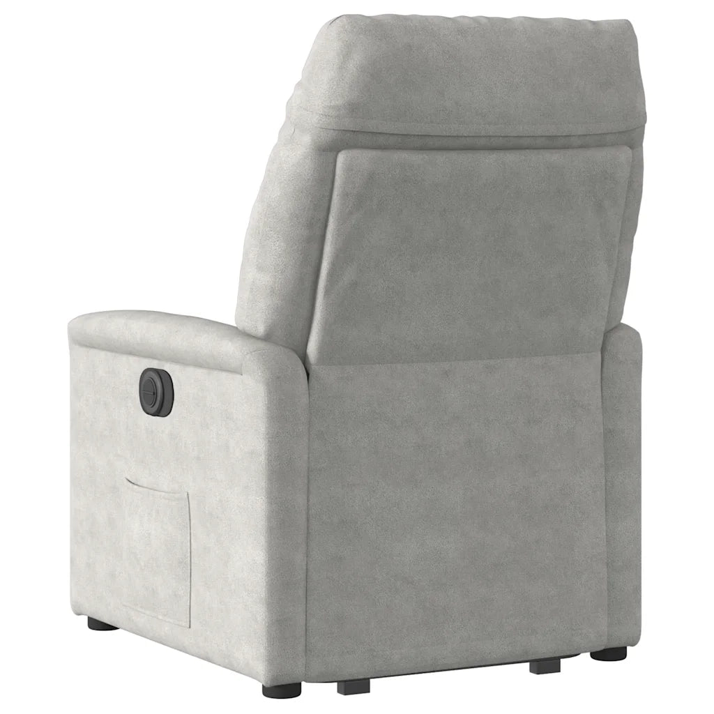 Poltrona Alzapersona Reclinabile Grigio Chiaro Microfibra 3303088