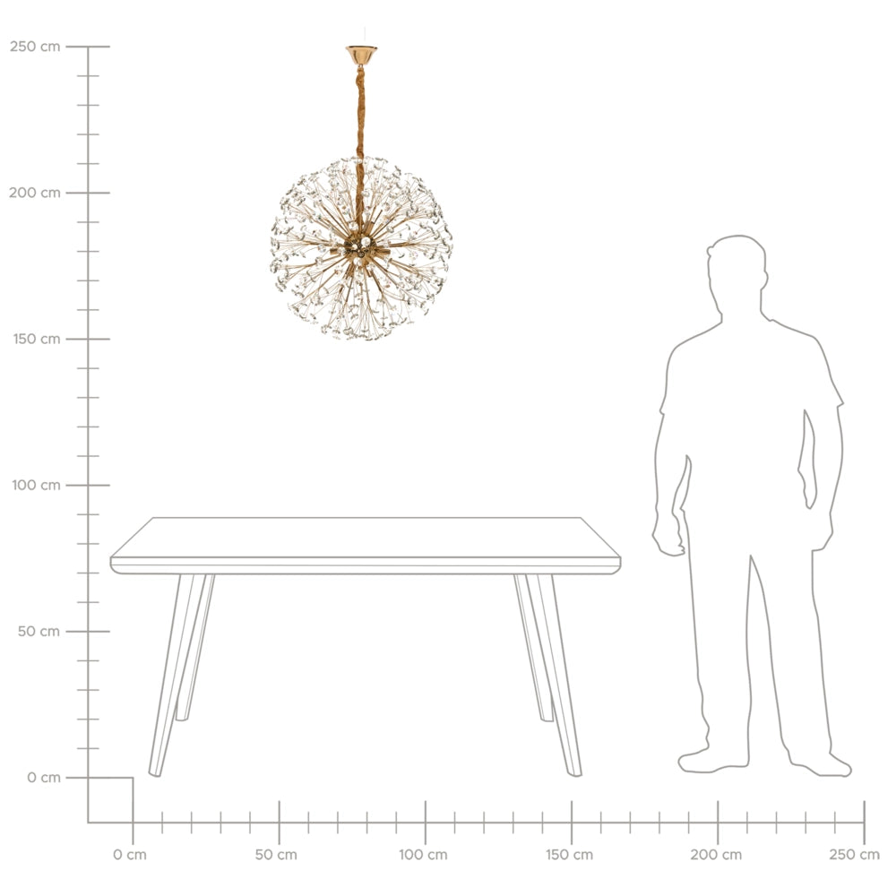 Lampadario in ottone, metallo e cristalli di vetro ⌀ 60 cm Lampada a sospensione stile glamour
