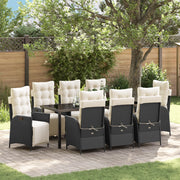 Set da Pranzo da Giardino 9 Pezzi Nero Rattan Polimero