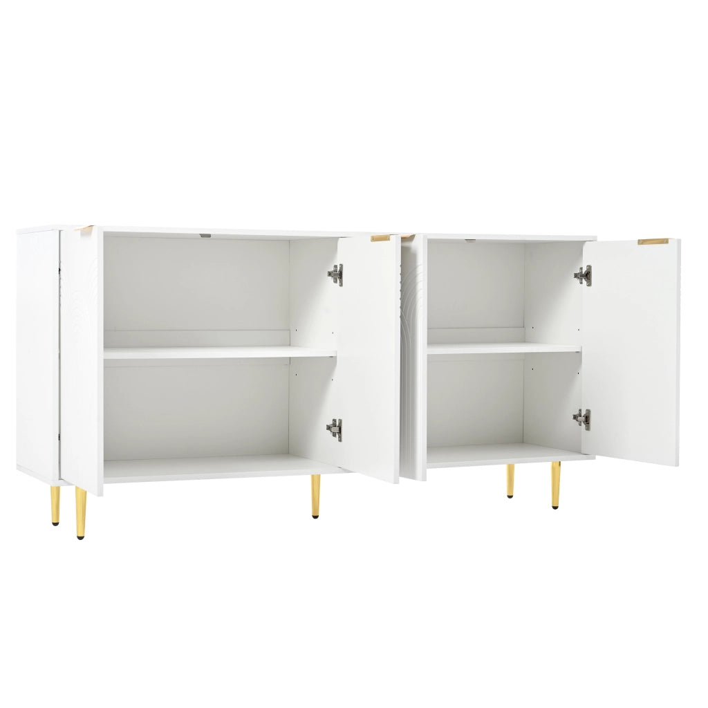 Credenza con 4 ante e ripiani regolabili; soft-close - per soggiorno - bianco