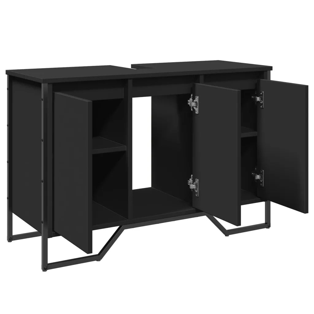 vidaXL Mobile Lavabo Bagno Nero 91x35x60 cm in Truciolato