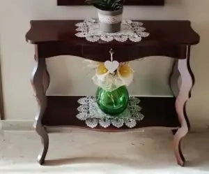 Consolle entratina provenzale in legno massiccio noce scuro arte povera