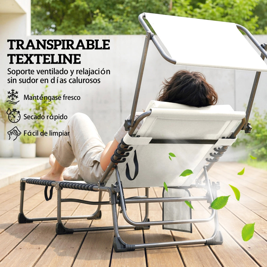 Poltrone reclinabili da giardino ¨C zephmum ¨C 2 pezzi, crema, polyrattan
