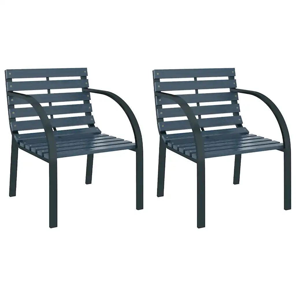 Sedie da Giardino 2 pz | Sedie da Esterno Grigie in Legno