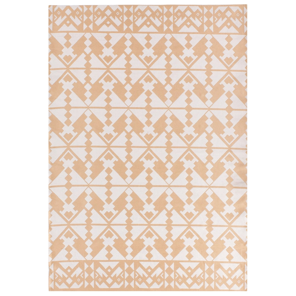 Tappeto rotondo moderno per interni ed esterni con motivo geometrico 160 x 230 cm Beige moderno balcone patio