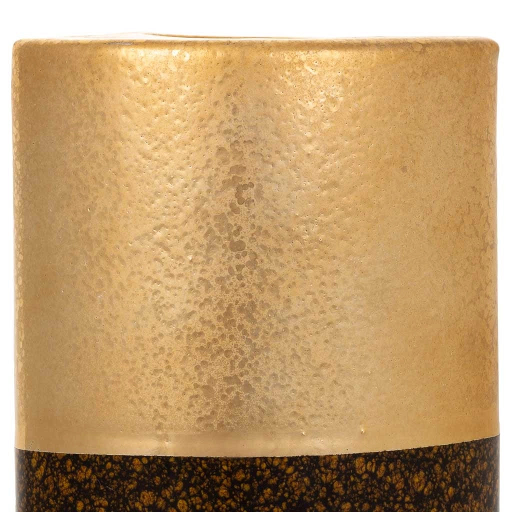 Portacandele in ceramica dorata 10,5x6,5x21h