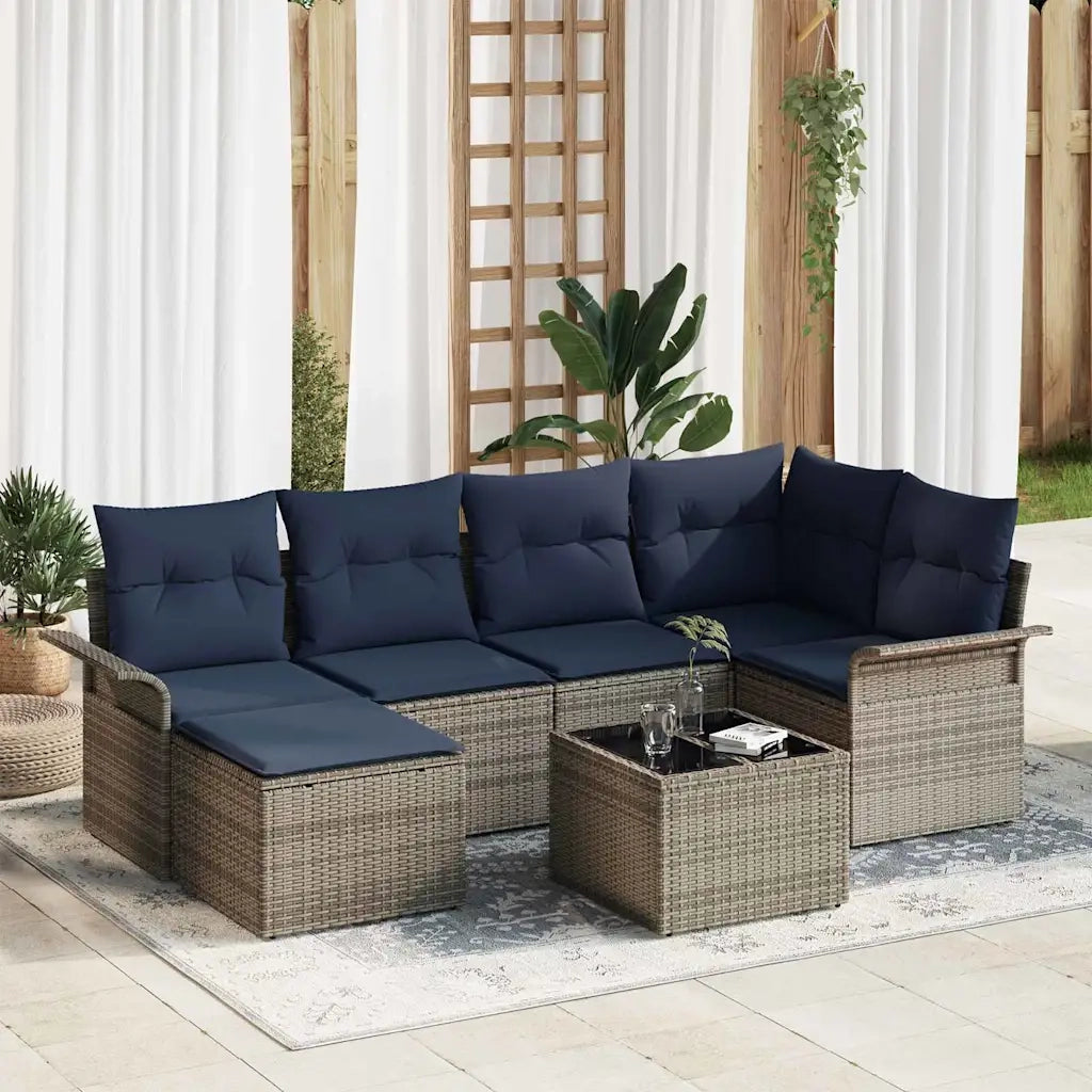 Set Divano da Giardino 7 pcs Grigio polyrattan 3354114