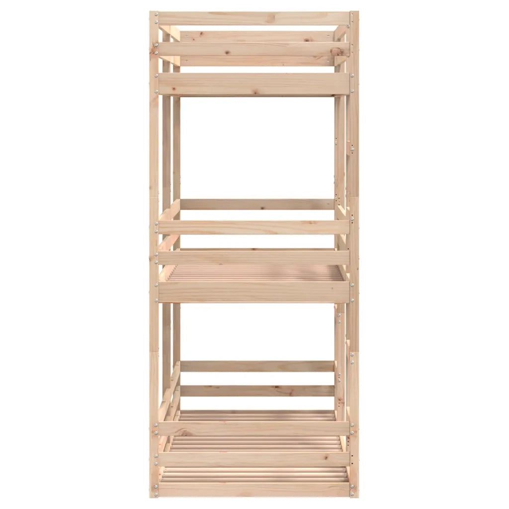 Letto a Castello Triplo 75x190 cm in Legno Massello di Pino 3284260