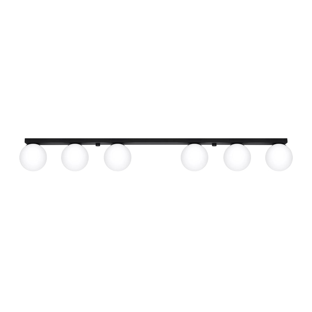 Lampada da soffitto YOLI French Sky in acciaio nero e vetro, moderna a 6 luci