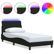 Letto singolo | Letto per adulti | Giroletto senza Materasso Hanko Nero 90x190 cm in Tessuto