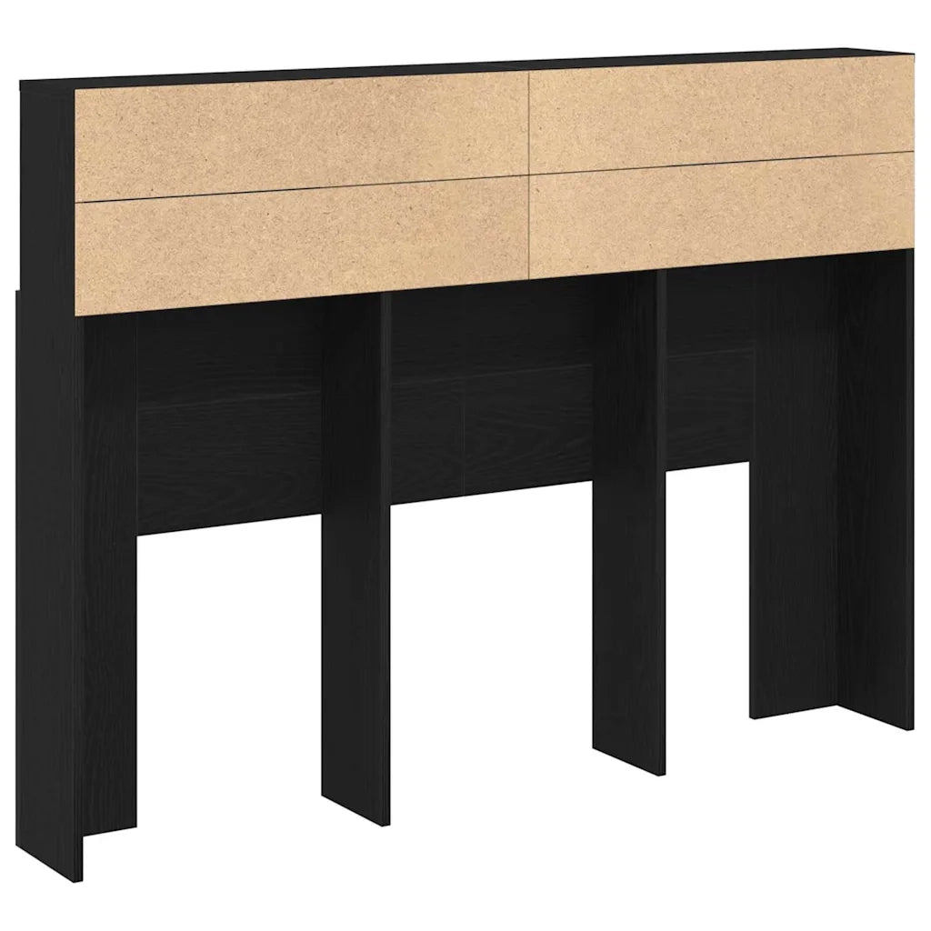 Testata del letto-Testiera con Contenitore Rovere Nero 140 x 19 x 103,5 cm