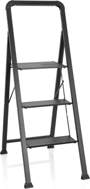 Ladder Opvougbile 3 gradini, scala a trampoliere in alluminio, carico massimo 150 kg, nero