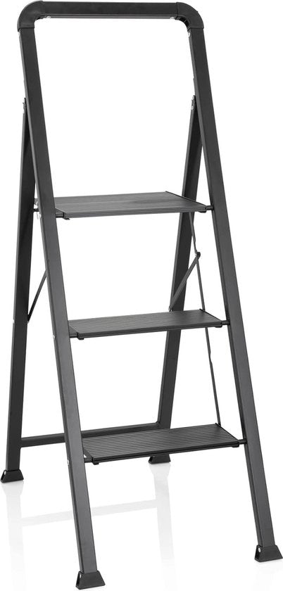 Ladder Opvougbile 3 gradini, scala a trampoliere in alluminio, carico massimo 150 kg, nero