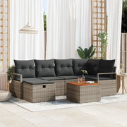 Set divano da giardino  7 pezzi con cuscini grigi in polyrattan