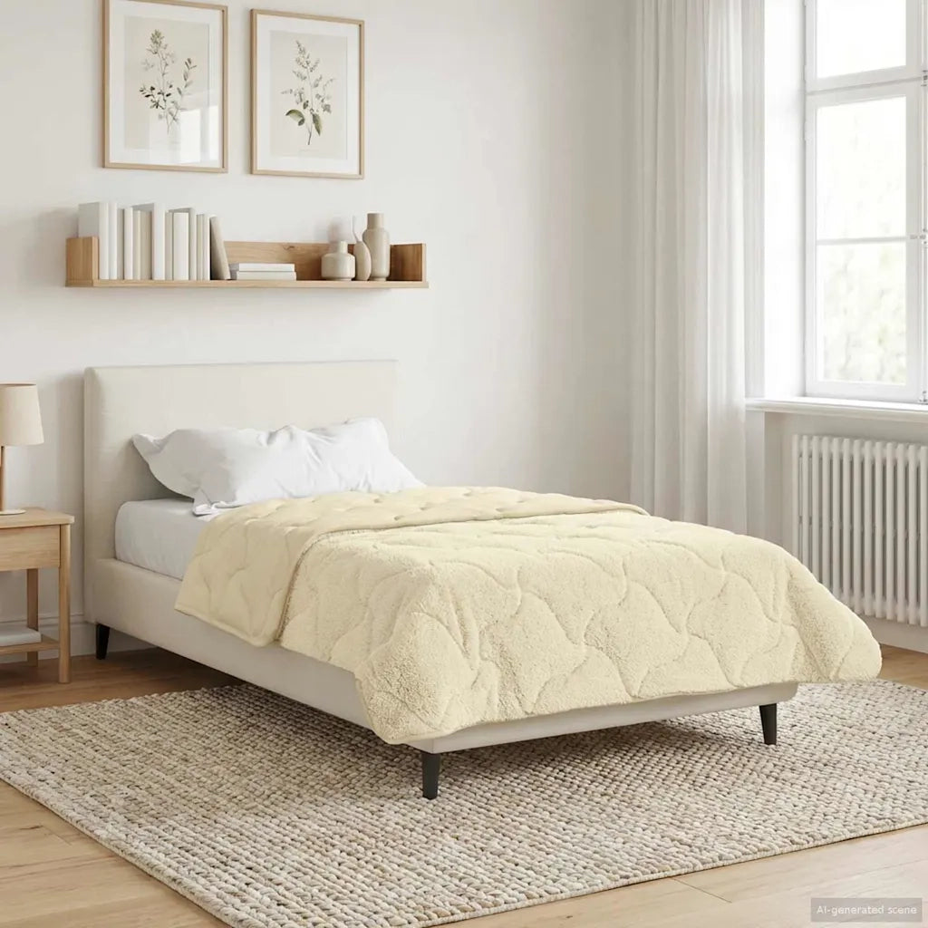 Piumone | Duvet Invernale Crema 155 x 200 cm Microfibra e Fleece Teddy