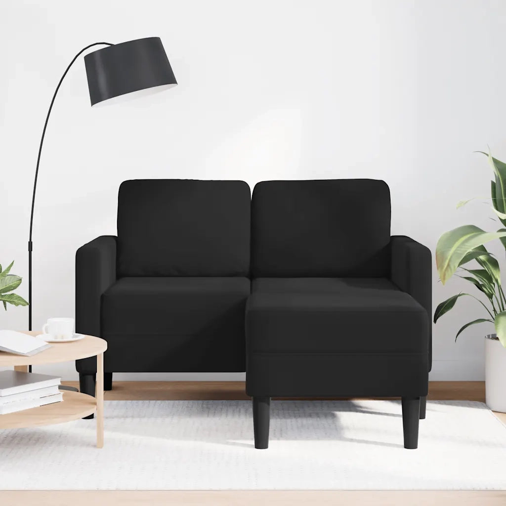 Divano a 2 posti con chaise longue a L nero 125 cm in velluto 4107073