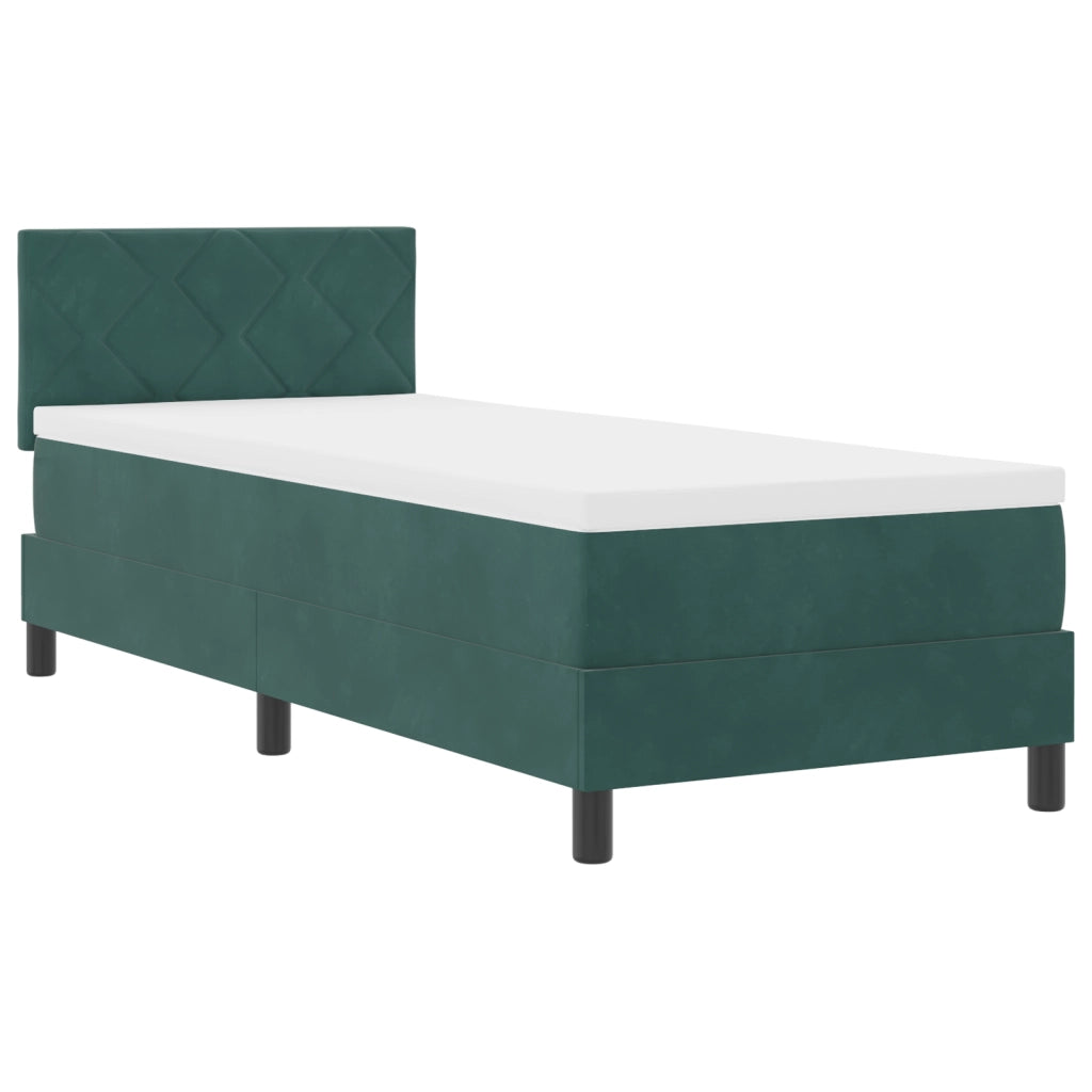 Letto a Molle con Materasso Verde Scuro 80x200 cm in Velluto
