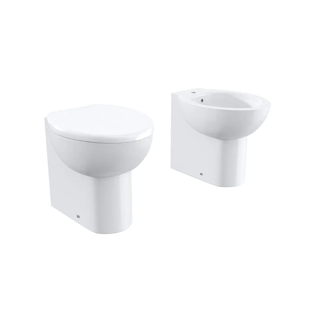 Sanitari filomuro in ceramica bianco lucido: vaso bidet e copriwc soft-close | Doha
