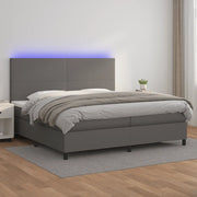 Giroletto Molle con Materasso e LED Grigio 200x200cm Similpelle cod mxl 60644