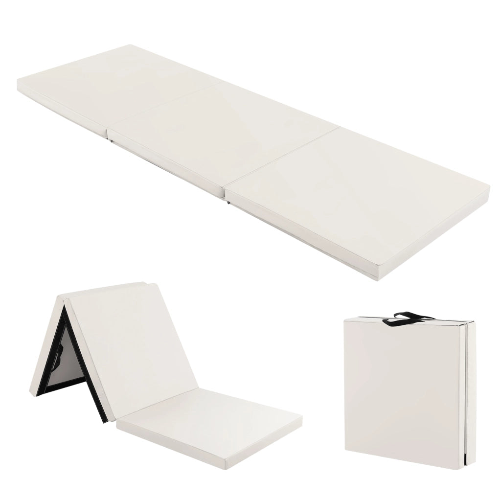 Tappetino yoga pieghevole in pelle PU, Materassino fitness spessore multifunzionale e antiscivolo 180x60x5cm Grigio chiaro