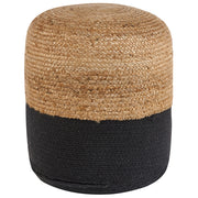 Pouf ottomana iuta nera perline EPS riempimento rotondo ø 46 cm stile boho