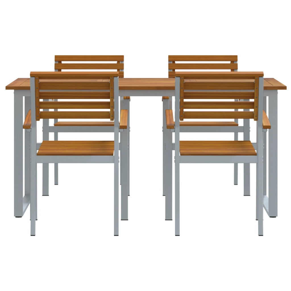 Set da Pranzo da Giardino 5 Pezzi in Legno Massello di Acacia e Metallo