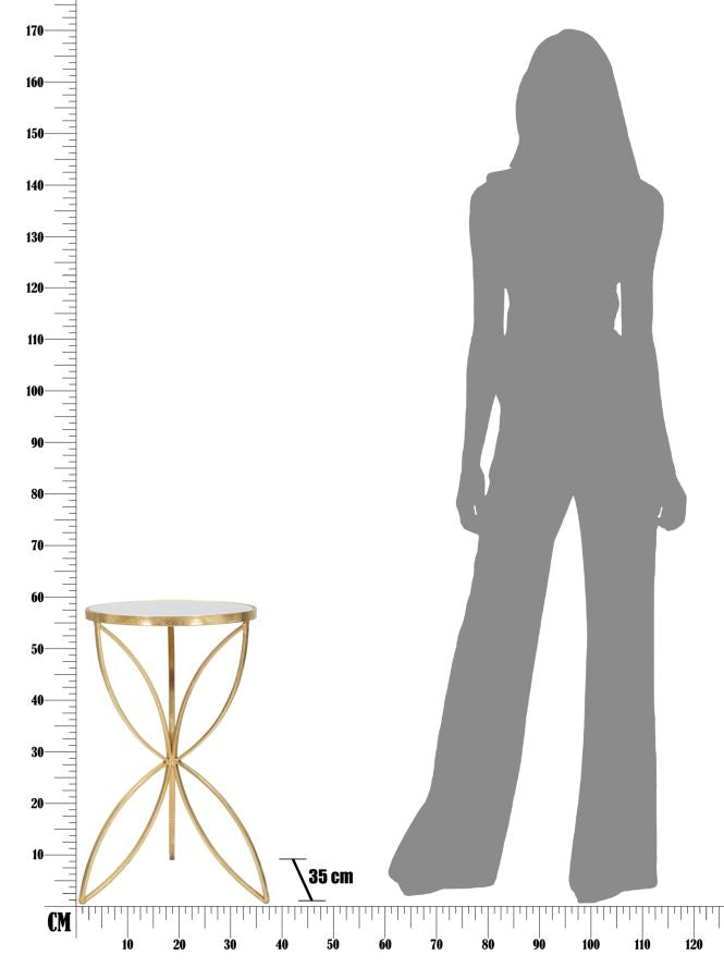 Tavolinetto Butterfly Ø35x60 cm in Ferro e Specchio Oro e Argento