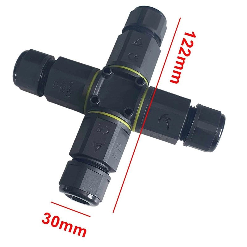 2 Connettori Giunta X IP68 Senza Viti 3 Posti per Cavo Elettrico 6 12mm 122x30mm