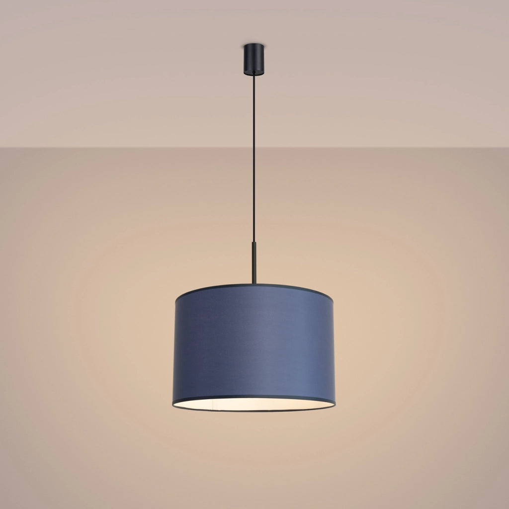 Lampada a sospensione NEVIA con paralume in tessuto impermeabile blu scuro, 40 cm