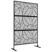 Separé Divisorio da Esterno Decorativo e Traliccio per Piante, Design a Foglie, 122x45x198 cm, Nero