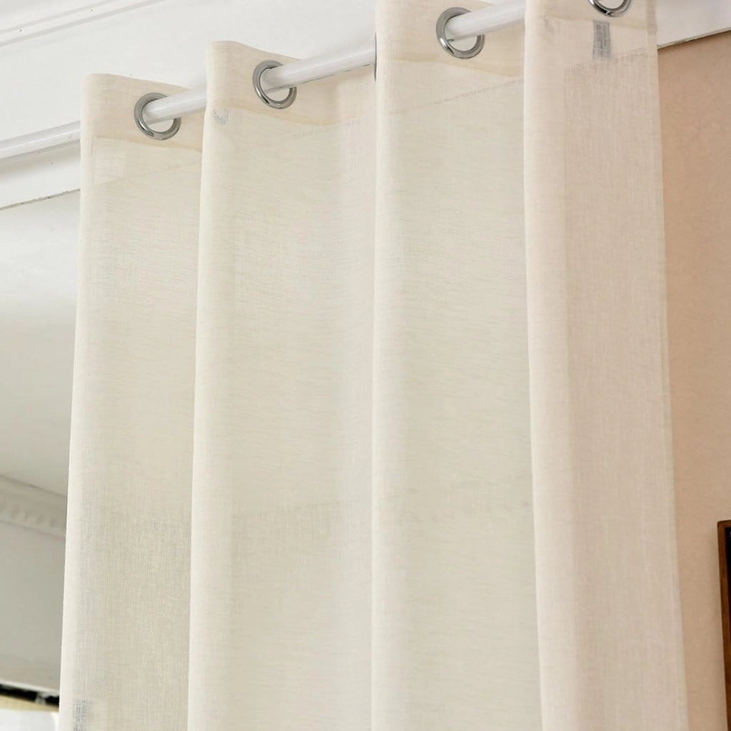 Tenda Finesta Trasparente, conveniente per camera da letto/soggiorno/biblioteca, leggera e aerata, per Camera da Letto Voile 1 Pannello 140x245 cm Crema