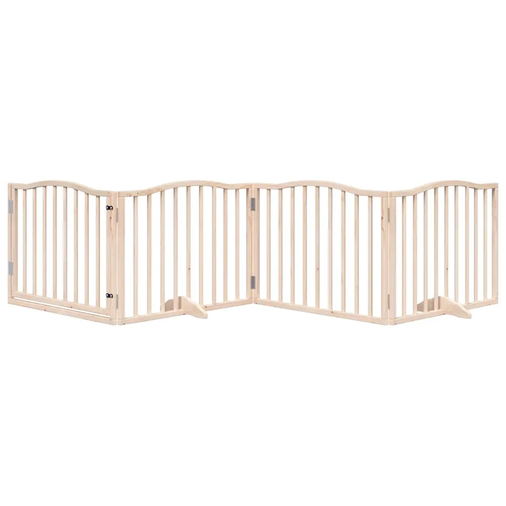 Cancello per Cani con Porta Pieghevole 4 Pannelli 320 cm Pioppo CFW9508424