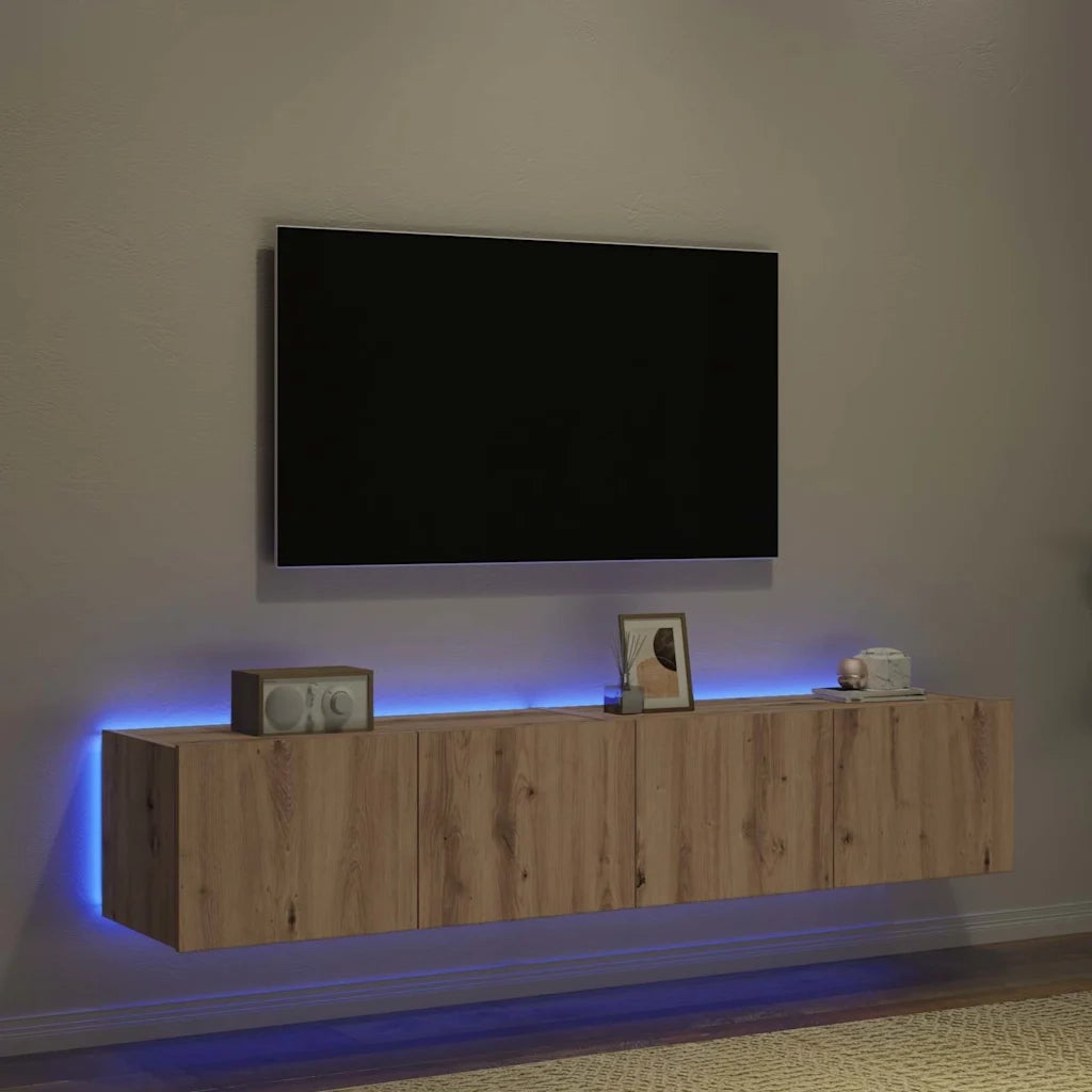 Mobile TV da parete 2 pcs Rovere artigianale 80 x 35 x 31 cm 863107