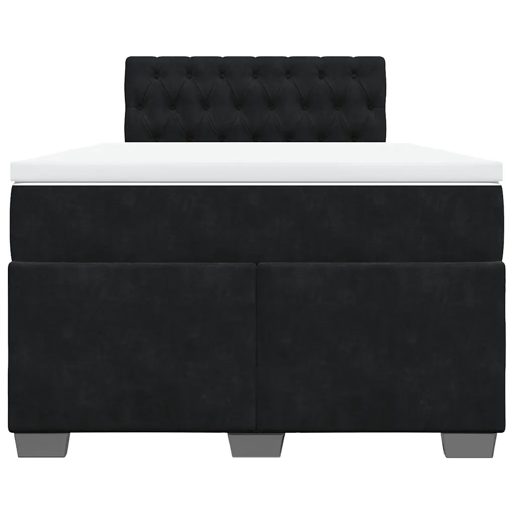 vidaXL Giroletto a Molle con Materasso Nero 120x200 cm in Velluto