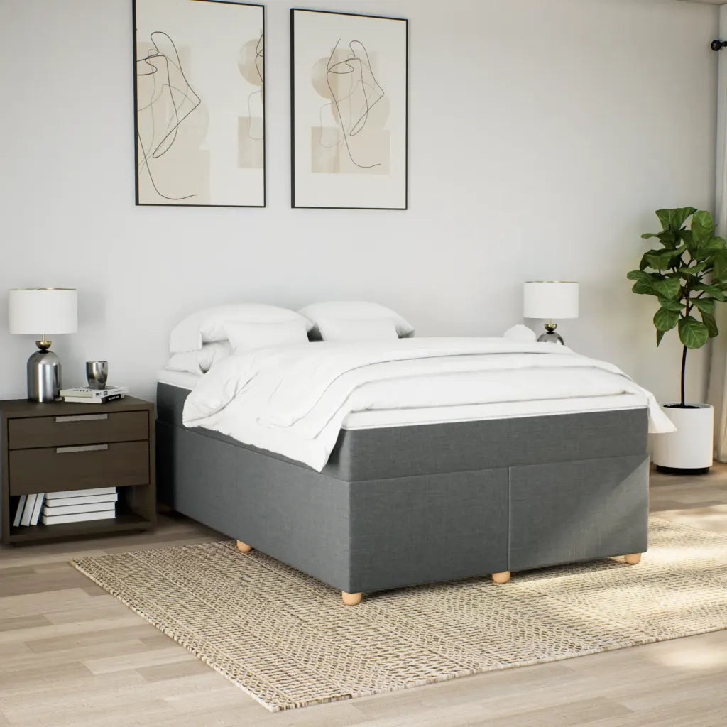 Giroletto a Molle con Materasso Grigio Scuro 160x200 cm Tessuto
