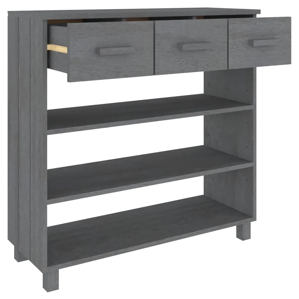 Consolle | Tavolo d'Ingresso HAMAR Grigio Scuro 90x35x90 cm Legno Massello di Pino