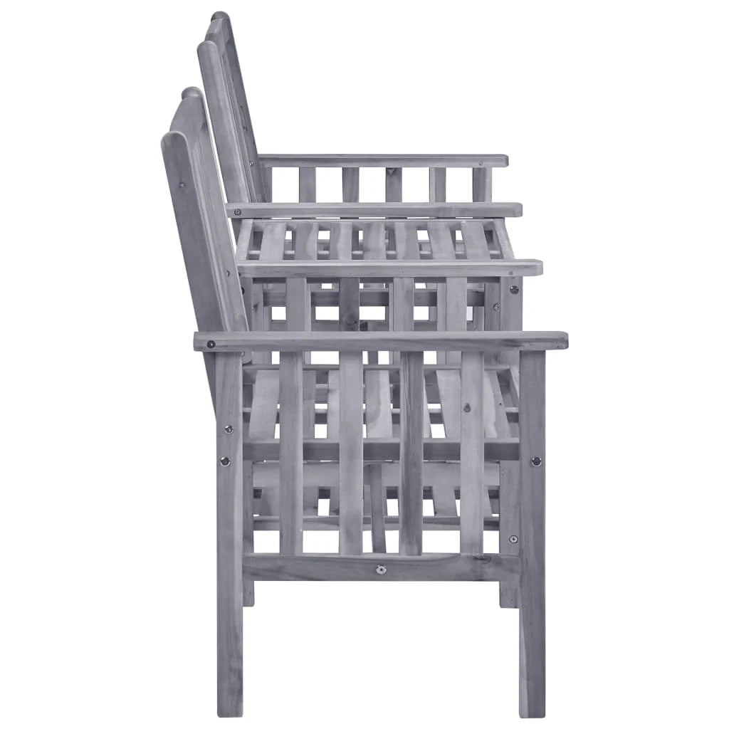 Sedie da giardino con tavolino da tè e cuscini legno massello di acacia grigio 02_0013337