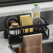 Organizzatore 2-in-1 per la Spazzolatrice da Cucina - Nero, Senza Fori, Asciugamano e Supporto per lo Scovolino