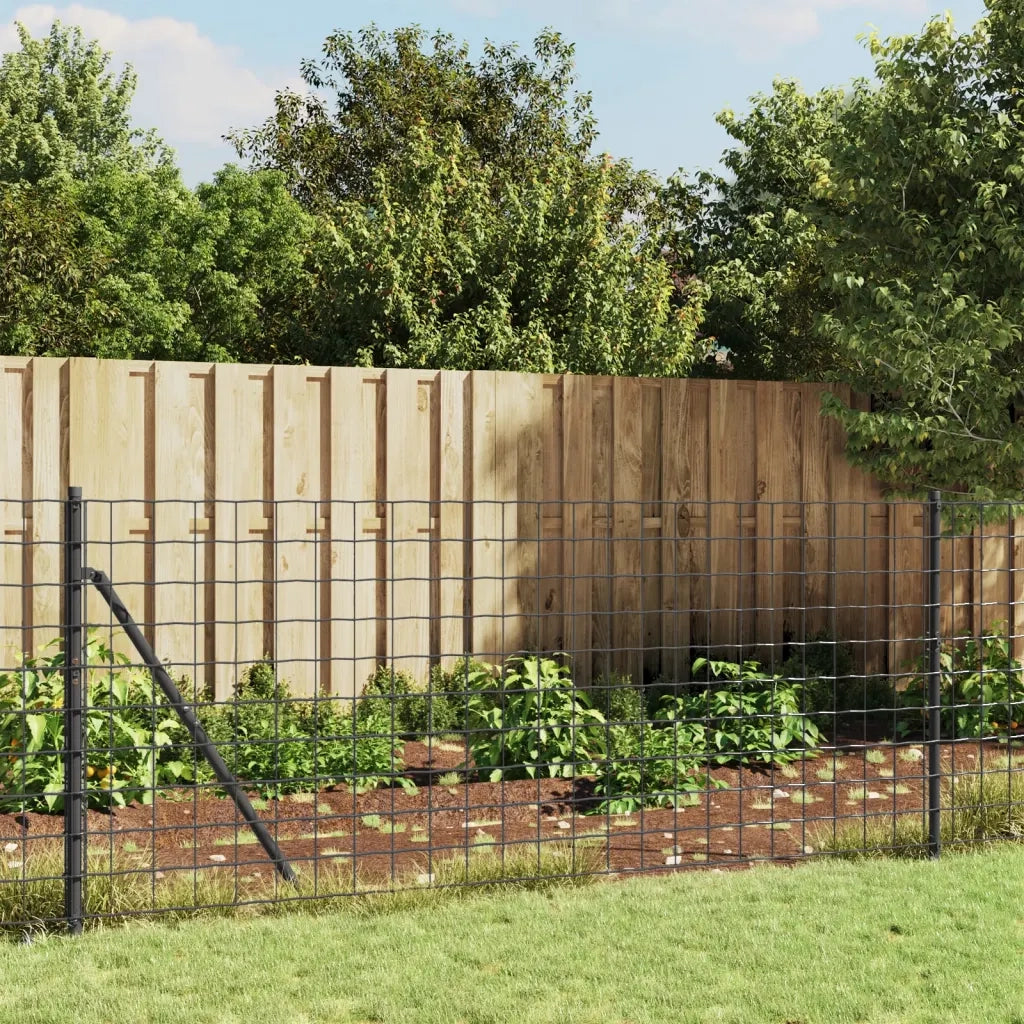 Recinzione da Giardino | Recinzione Metallica con Picchetti Ancoraggio Antracite 1x25 m