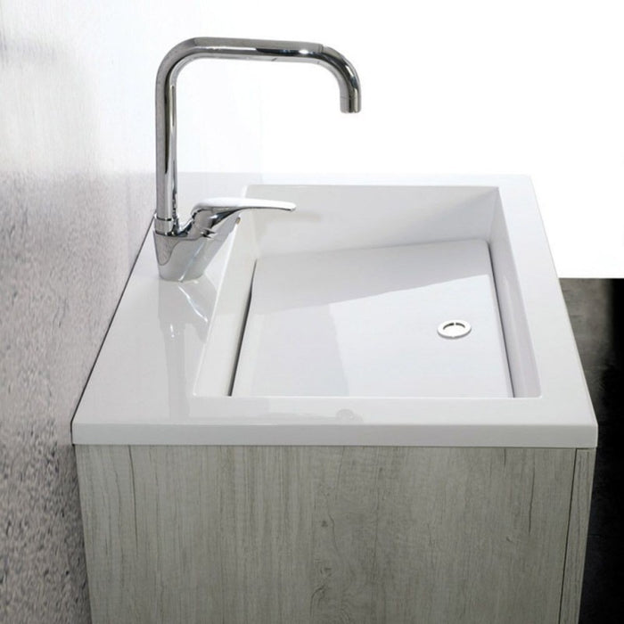 Mobile Lavatoio Vasca Zeus in MineralMarmo Apertura a 2 Ante 60x48x50 cm Olmo Bianco