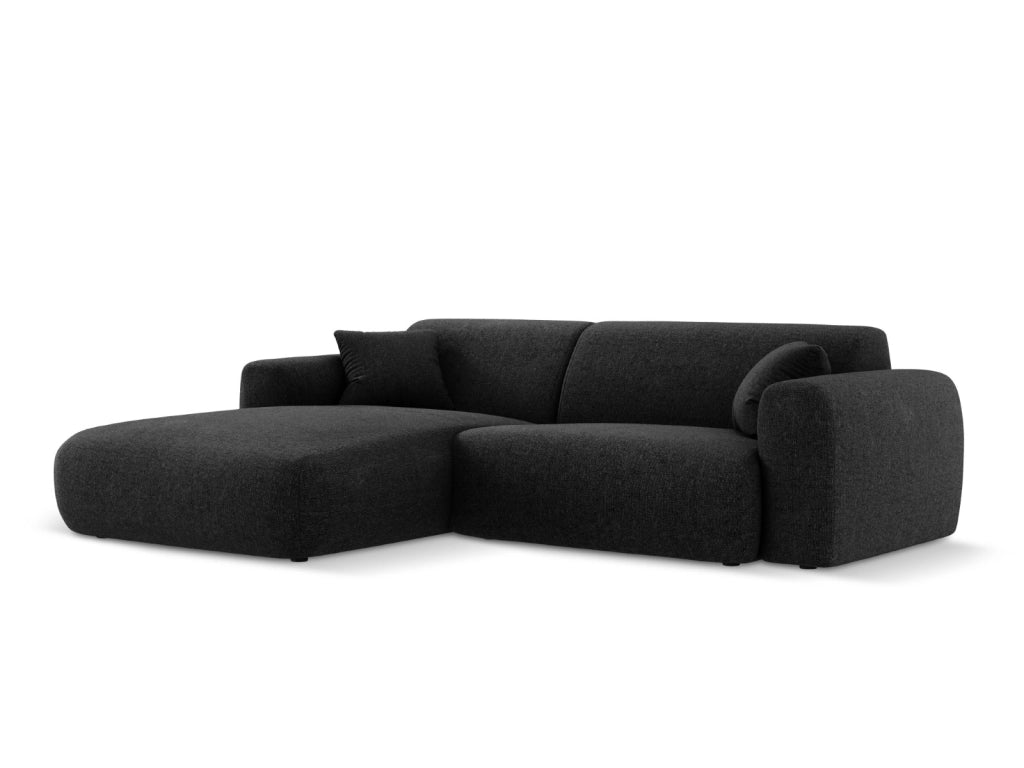 Cosmopolitan Design - Divano angolare sinistro "Nolio" 4 posti in ciniglia nero 