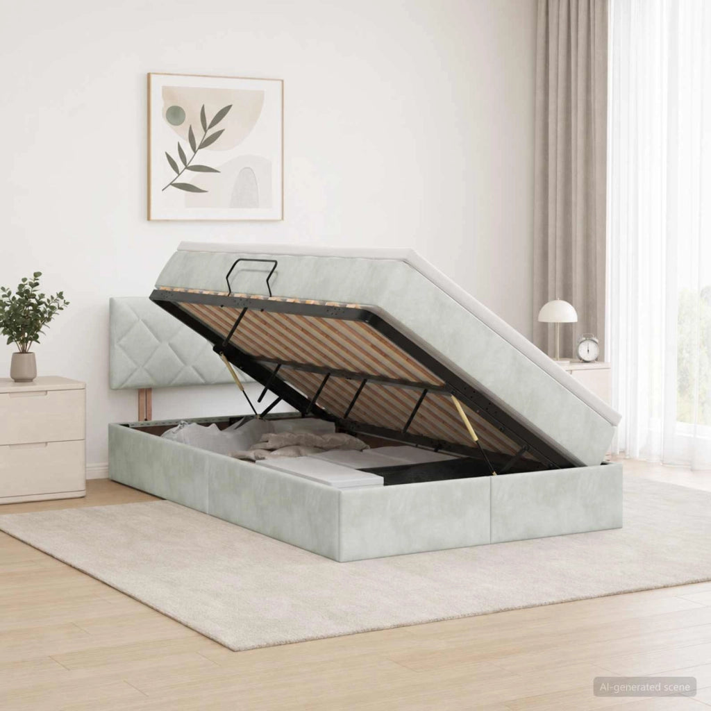 Letto con contenitore LED e materasso Grigio Chiaro 3459300